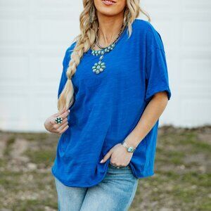 NWT Andree by Morgan Nicole Royal Blue Cotton Short Sleeve Tee